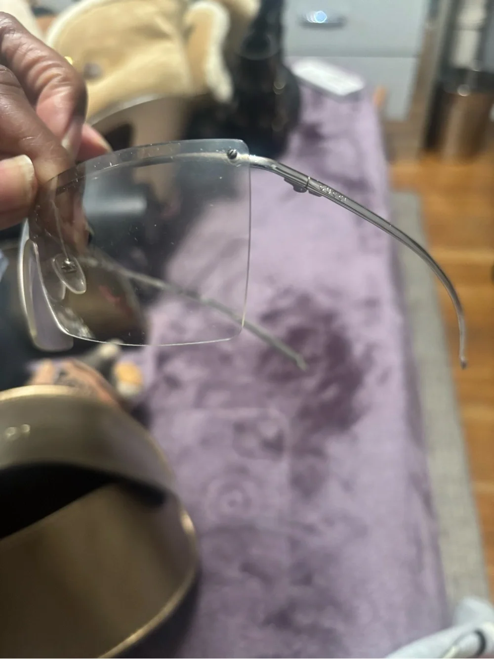 Gucci Rimless Clear Shield Sunglasses with Silver Bridge